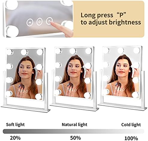 Vanity Mirror with Lights, Makeup Mirror with Lights,3 Color Lighting Modes Detachable 10X Magnification Mirror Touch Control,360°Rotation, White. - Image 3