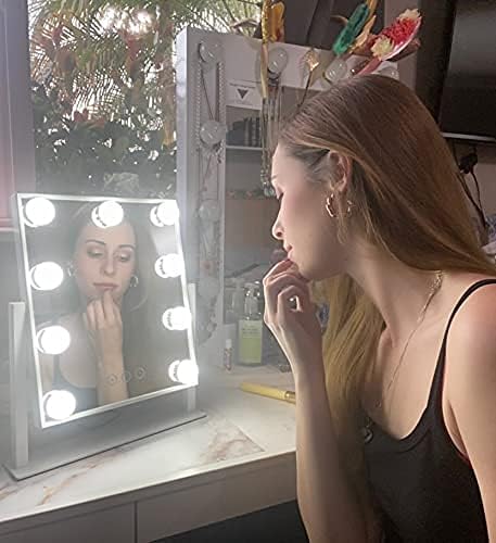 Vanity Mirror with Lights, Makeup Mirror with Lights,3 Color Lighting Modes Detachable 10X Magnification Mirror Touch Control,360°Rotation, White. - Image 5