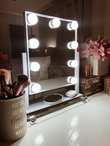 Vanity Mirror with Lights, Makeup Mirror with Lights,3 Color Lighting Modes Detachable 10X Magnification Mirror Touch Control,360°Rotation, White. - Image 8