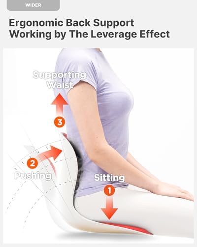 Curble Wider(Standard Wide) – Ergonomic Lower Back Support, Lumbar Support Back Posture Corrector for Low Back Pain Relief, Perfect for Home Office Desk Chair, and Floor Seat, Patented (Red) - Image 3