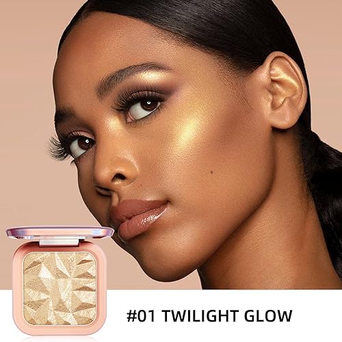 ELESSY Highlighter Makeup Palette,Highlighter Palette Long Lasting Face illuminator Makeup Palette Shimmer Highlighter Powder Suit All Skin Tones-TWILIGHT GLOW - Image 4