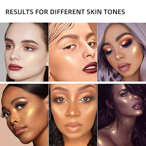 ELESSY Highlighter Makeup Palette,Highlighter Palette Long Lasting Face illuminator Makeup Palette Shimmer Highlighter Powder Suit All Skin Tones-TWILIGHT GLOW - Image 5
