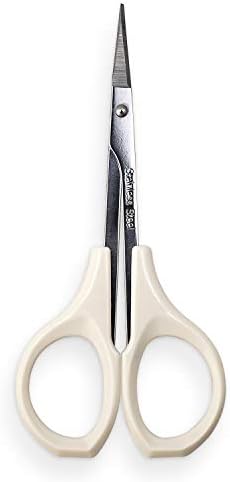Eyebrow Scissors Self Care Tools Small Scissors for Facial, Nose, Eyebrow, Mustache, and Beard Hair Trimming & Grooming, Straight Edge, White Short Cap - Image 2