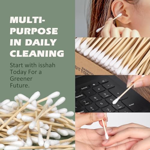 Bamboo Cotton Swabs - 2000 Count - FSC Certified and PETA Approved, Eco Friendly Double Tips, Plastic Free Ear Sticks, All Natural 100% Biodegradable Organic Cotton Buds by Isshah - Image 4