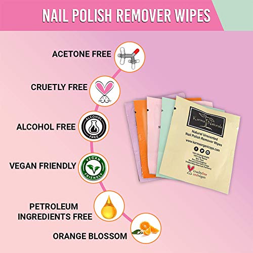 Karma Organic Nail Polish Remover Wipes Bundles Non-Toxic Vegan and Cruelty Free – bundle of 5/50 wipes - Image 4