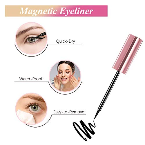 Natural Magnetic Eyelashes with Eyeliner,3 Pairs Natural Look False Lashes Kit,3D Short Magnetic Eyelash Set - No Glue Needed - Image 2