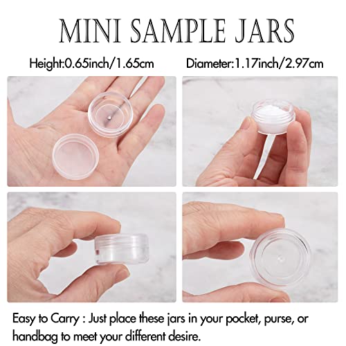 ZEJIA 3 Gram Sample Containers with Lids, 200 Count Tiny Sample Jars, 3ML Makeup Cosmetic Containers for Lip Balms, Lotion, Powder, Beauty Products(Clear Lids) - Image 4