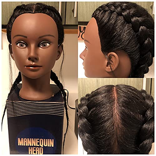 Mannequin Head 100% Real Hair for Cosmetology Manikin 16 Inch Doll Head Hairdresser Hairstylist Training Practice Styling Braiding Styling Curling Coiling Display Cosmetology with Stand - Image 3