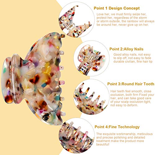 WILLBOND 6 Pieces Medium Hair Claw Clips for Thin Hair 2.6 Inch Tortoise Shell Clip Banana Jaw Hairpin French Style Barrettes Head Accessories for Women Girls(Stylish Patterns) - Image 3