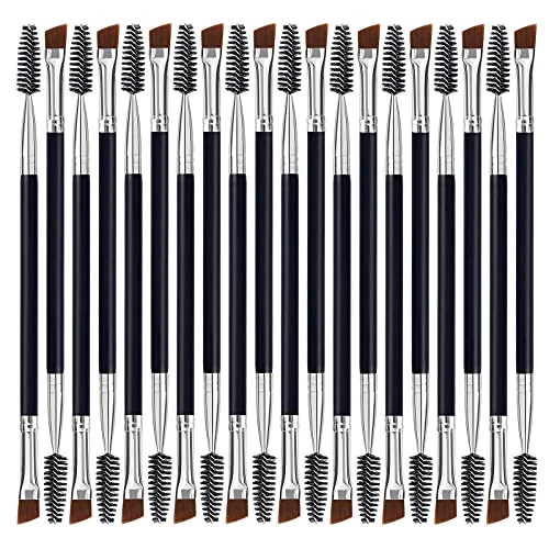 Duo Eye brow Brush, Angled Eyebrow Brush and Spoolie Brush, Eyelash Comb Eyebrow Brush Tool (20 Pcs)