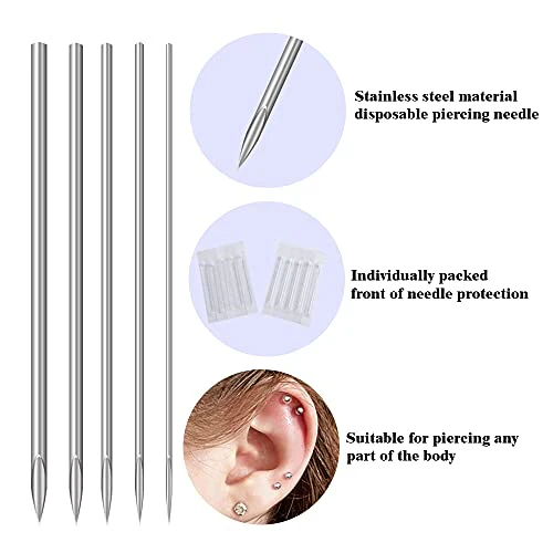 Piercing Needles - LQ 100Pcs 18G Body Piercing Needles Disposable Professional Piercing Needles for Body Ear Navel Nose Lip Nipple (18G 100PC) - Image 5