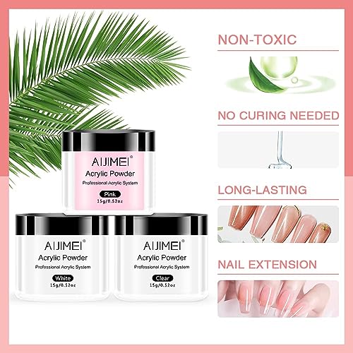AIJIMEI Acrylic Nail Kit Acrylic Powder and Professional Liquid Monomer Acrylic Nail Tools Set Nail Extension Acrylic Nail System Nail Art Starter Kit - Image 2