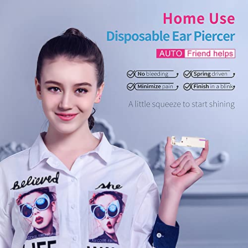 2PCS Disposable Ear Piercing Kit Ear Piercing Gun Self Use Ear Piercings Kit Cartilage Piercing Gun with Hypoallergenic Earrings(3mm,Silver) - Image 3
