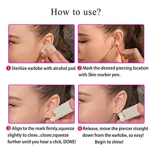 2PCS Disposable Ear Piercing Kit Ear Piercing Gun Self Use Ear Piercings Kit Cartilage Piercing Gun with Hypoallergenic Earrings(3mm,Silver) - Image 8