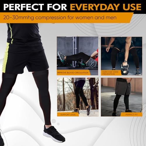 Doc Miller Thigh High Calf Sleeves Compression Hose 20-30 mmHg Opaque Stockings - Image 2