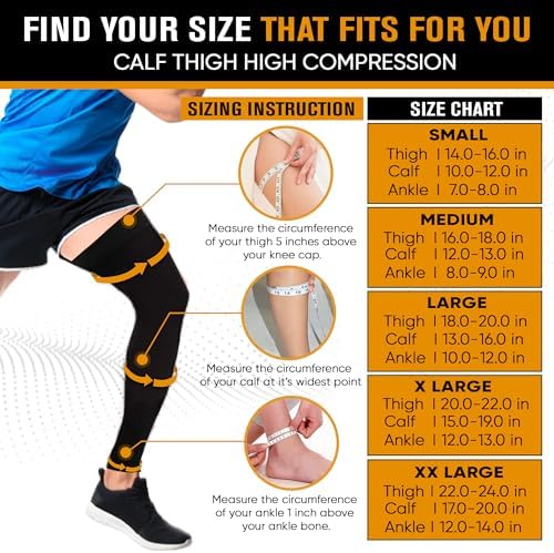 Doc Miller Thigh High Calf Sleeves Compression Hose 20-30 mmHg Opaque Stockings - Image 3