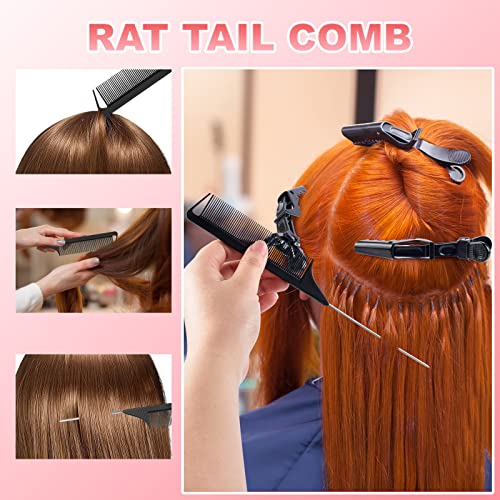 MORGLES Heat Resistant Gloves, 2 Pcs Professional Heat Gloves for Hair Styling Silicone Hot Mat 6 Pcs Hair Clips and 2 Pcs Styling Comb for Curling Iron Wands Flat Iron - Image 5