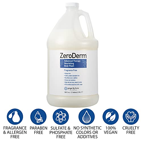Ginger Lily Farms Botanicals ZeroDerm Advanced Therapy Nourishing Body Wash, 100% Vegan & Cruelty-Free, Fragrance Free, 1 Gallon Refill (Pack of 4) - Image 5