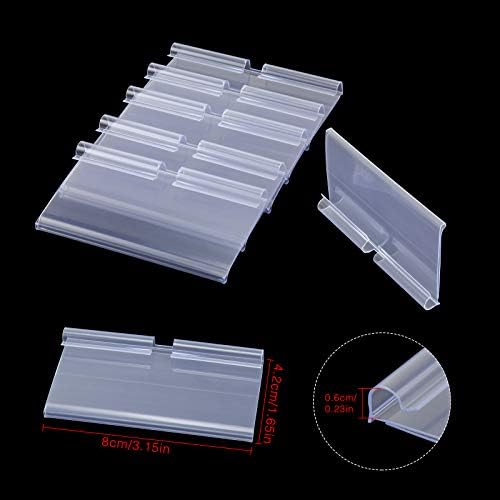 50 Pcs Plastic Wire Shelf Label Holders, 3" x 1.65" Clear Price Tag Holder with Double Snap Lock Closure - Reusable Plastic Basket Label Holders for Market, Retail Shop, and Pantry - Image 2