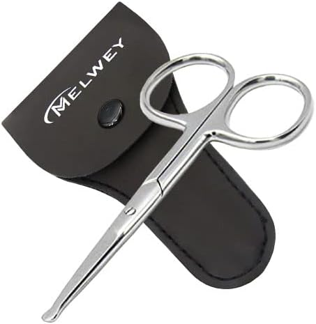 Rounded Stainless Steel Facial Hair Scissors/Safety Scissor for - Nose, Eyebrows, Facial Hair, Eyelashes, Moustache, Beard Trimming, Baby Nail.