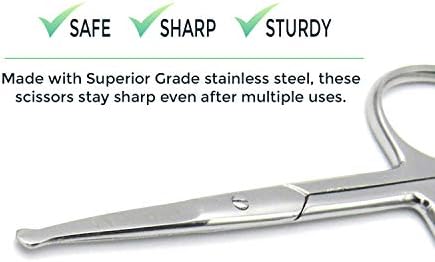 Rounded Stainless Steel Facial Hair Scissors/Safety Scissor for - Nose, Eyebrows, Facial Hair, Eyelashes, Moustache, Beard Trimming, Baby Nail. - Image 3