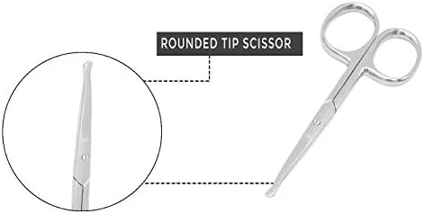 Rounded Stainless Steel Facial Hair Scissors/Safety Scissor for - Nose, Eyebrows, Facial Hair, Eyelashes, Moustache, Beard Trimming, Baby Nail. - Image 5