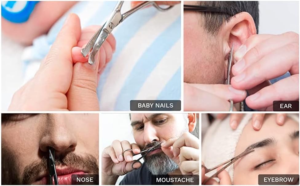 Rounded Stainless Steel Facial Hair Scissors/Safety Scissor for - Nose, Eyebrows, Facial Hair, Eyelashes, Moustache, Beard Trimming, Baby Nail. - Image 6