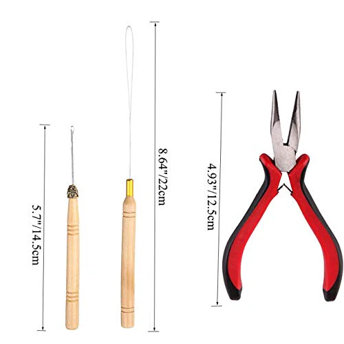 Orgrimmar Hair Extension Tool Kit Hair Extension Remove Pliers Pulling Hook 500 PCS Micro Silicone Rings Bead Device Tool Kits for Professional Hair Styling Tools Accessory (Wine Red) - Image 4