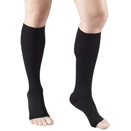 Truform 20-30 mmHg Compression Microfiber Stockings for Men and Women, Knee High Length, Open Toe, Black, Large - Image 8