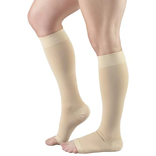 Truform 20-30 mmHg Medical Compression Stockings, Smooth Stretch Microfiber, Knee High, Open Toe, Beige, Medium - Image 5