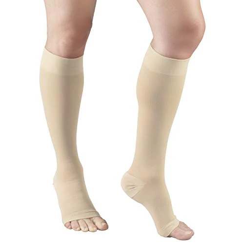 Truform 20-30 mmHg Medical Compression Stockings, Smooth Stretch Microfiber, Knee High, Open Toe, Beige, Medium - Image 7