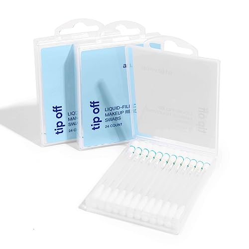 Alleyoop Cotton Swabs for Makeup, Tip Off Liquid-Filled Makeup Removing Swabs (24 Count, 3 Pack) - Easy-To-Use & Space Saving Makeup Remover - Disposable Cotton Tips for Eye, Lip, Eyebrow, & Eyeshadow