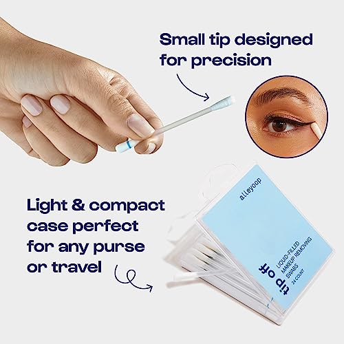 Alleyoop Cotton Swabs for Makeup, Tip Off Liquid-Filled Makeup Removing Swabs (24 Count, 3 Pack) - Easy-To-Use & Space Saving Makeup Remover - Disposable Cotton Tips for Eye, Lip, Eyebrow, & Eyeshadow - Image 3