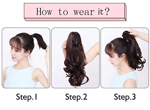FELENDY Ponytail Extension Claw 18" 20" Curly Wavy Straight Clip in Hairpiece One Piece A Jaw Long Pony Tails for Women Ash Blonde Mix Light Bleach Blonde - Image 6