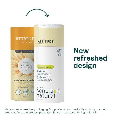 ATTITUDE Baking Soda Free Deodorant for Sensitive Skin with Oatmeal and Argan Oil, EWG Verified, Aluminum Free, Plastic-Free, 3 Ounces (Pack of 6) - Image 2