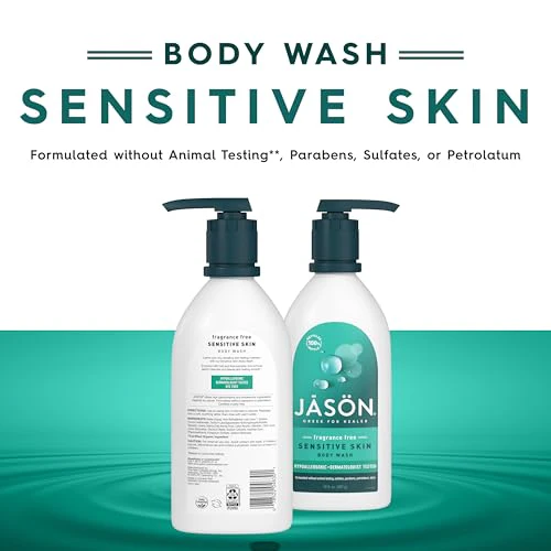 JASON Sensitive Skin Fragrance Free Body Wash, For a Gentle Feeling Clean, 30 Fluid Ounces - Image 2