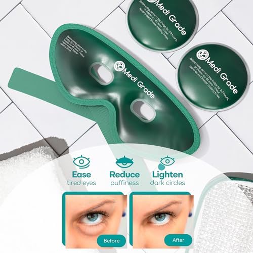 Medi Grade Cooling Eye Mask for Puffy Eyes, Allergies, Sinuses - Reusable Gel Eye Mask and Cooling Eye Pads with Thermo-Bag for Dark Circles, Hangovers and Migraine Relief - Cold Eye Mask - Image 6