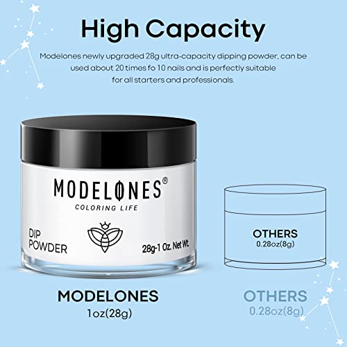 Modelones Dip Powder Clear Color, Nail Dipping Powder French Nail Art, 28+ Long-Lasting Build Powder Pro System Salon DIY at Home No Needed Lamp Cured - Image 7