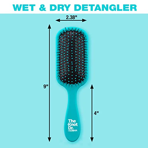 The Knot Dr. hair brush by Conair - Detangling hair brush - Removes Knots and Tangles in wet or dry hair - detangler brush - Blue - Image 3