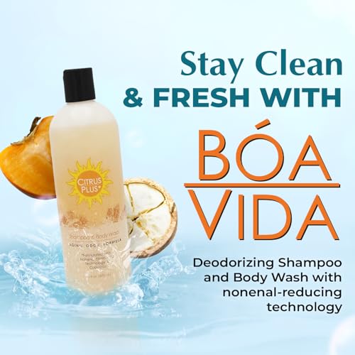 Deodorizing Citrus Plus Elder Shampoo and Body Wash by BoaVida with new leak-proof cap, Soap Made with Persimmon to Treat the Presence of Nonenal and Remove Old Person Smell, 16 oz - Image 2