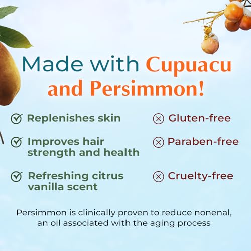 Deodorizing Citrus Plus Elder Shampoo and Body Wash by BoaVida with new leak-proof cap, Soap Made with Persimmon to Treat the Presence of Nonenal and Remove Old Person Smell, 16 oz - Image 6