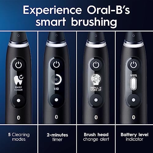 Oral-B iO Series 6 Rechargeable Electric Toothbrush with Visible Pressure Sensor to Protect Gums, 2 Minute Timer, 5 Cleaning Settings, 1 Replacement Toothbrush Head, and Travel Case, Black - Image 5