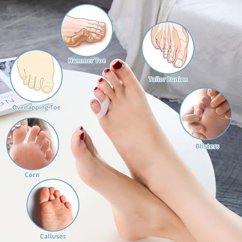 Two Hole Gel Small Toe Separator, 12 Pcs Little Toe Spacer for Overlapping Toe, Calluses, Blister, Relieve Foot Pain, Pinky Toe Corrector for Little Toe Bunion Pain - Image 6