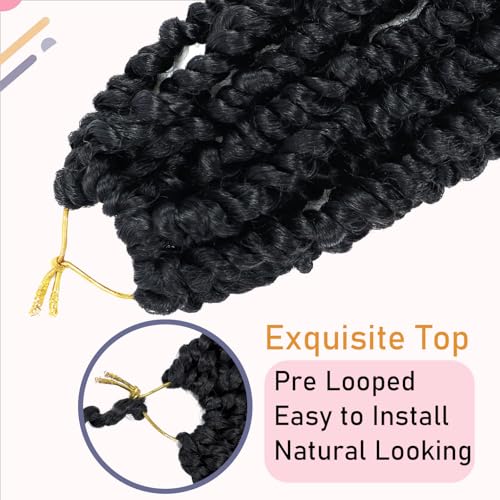 8 Packs Passion Twist Hair 12 Inch Pre-twisted Passion Twist Crochet Hair Pre-looped Crochet Braids Hair for Women Passion Twists Braiding Hair Synthetic Hair Extensions (12Strands/Pack; 1B#) - Image 4