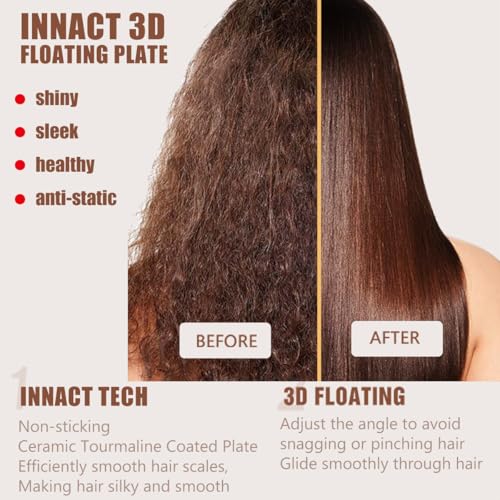 NITION Nano Titanium Hair Straightener 1" Heating Plate Smooth Straightening Flat Iron for Hair. LCD 265-450°F Adjustable for All Hair Type. Travel Pouch Bag Included. MCH Fast Heating Up. Blue - Image 3