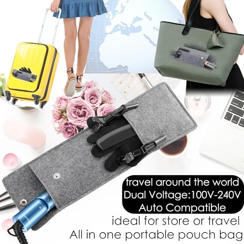 NITION Nano Titanium Hair Straightener 1" Heating Plate Smooth Straightening Flat Iron for Hair. LCD 265-450°F Adjustable for All Hair Type. Travel Pouch Bag Included. MCH Fast Heating Up. Blue - Image 7