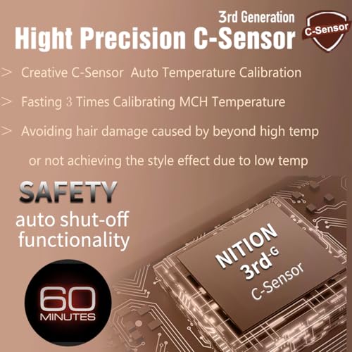 NITION Nano Titanium Hair Straightener 1" Heating Plate Smooth Straightening Flat Iron for Hair. LCD 265-450°F Adjustable for All Hair Type. Travel Pouch Bag Included. MCH Fast Heating Up. Blue - Image 9