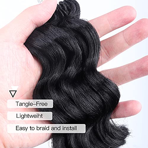 ToyoTree Ocean Wave Crochet Hair - 14 Inch 8 Packs Natural Black Mid-Length Curly Deep Wave Crochet Hair, Synthetic Ocean Wave Braiding Hair Extensions (14 Inch,1B-8P) - Image 4