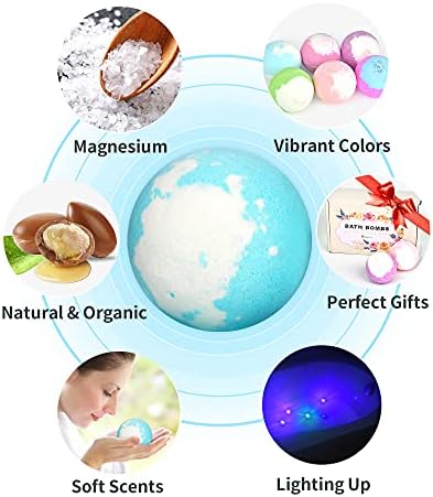 Light Up Bath Bombs with Surprise Inside, 4.23 oz Natural Bath Bombs Gift Set 6 with Essential Oils, Magnesium Large Bath Bombs for Women Relaxing Spa Bath Skin Moisturize Gifts for Women - Image 2