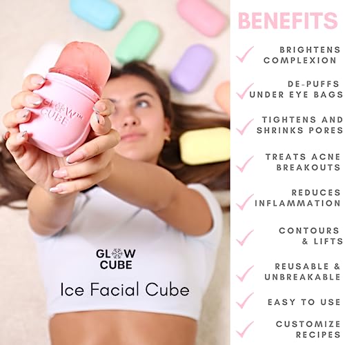 Glow Cube Ice Roller For Face Eyes and Neck To Brighten Skin & Enhance Your Natural Glow/Reusable Facial Tool to Tighten & Tone Skin & De-Puff The Eye Area (Black) - Image 3